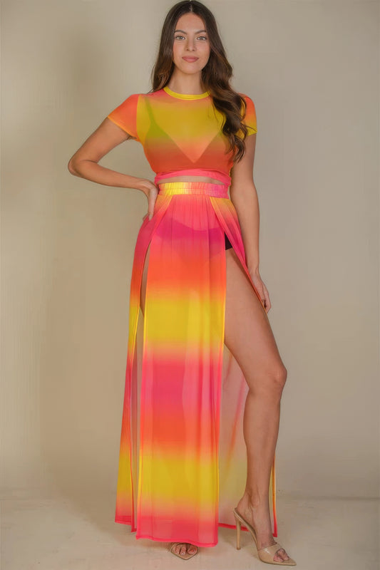 “Show That Skin” Yellow Multi Maxi Skirt