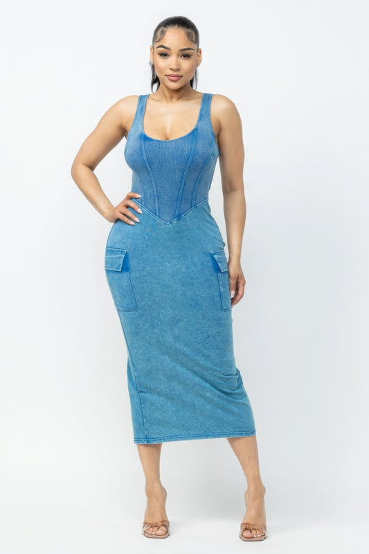 “Suzanne” Cargo Midi Dress