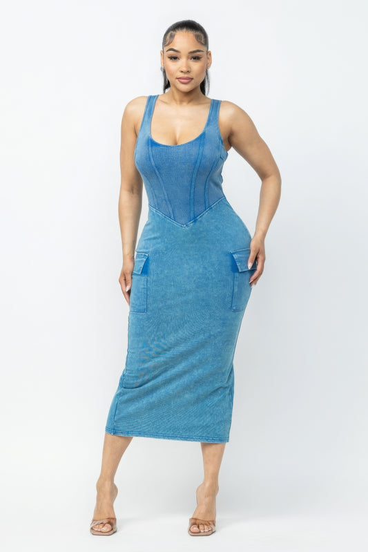 “Suzanne” Cargo Midi Dress