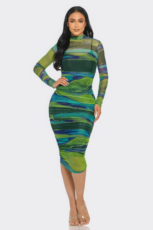 “Just a Glitch” Mesh Midi Dress