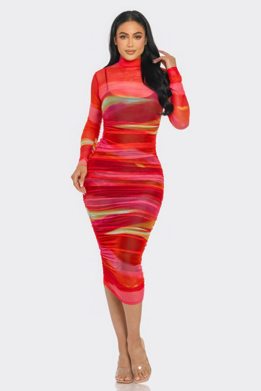 “Just a Glitch” Mesh Midi Dress