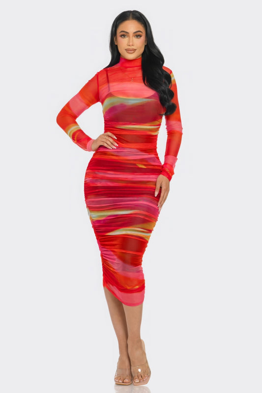 “Just a Glitch” Mesh Midi Dress