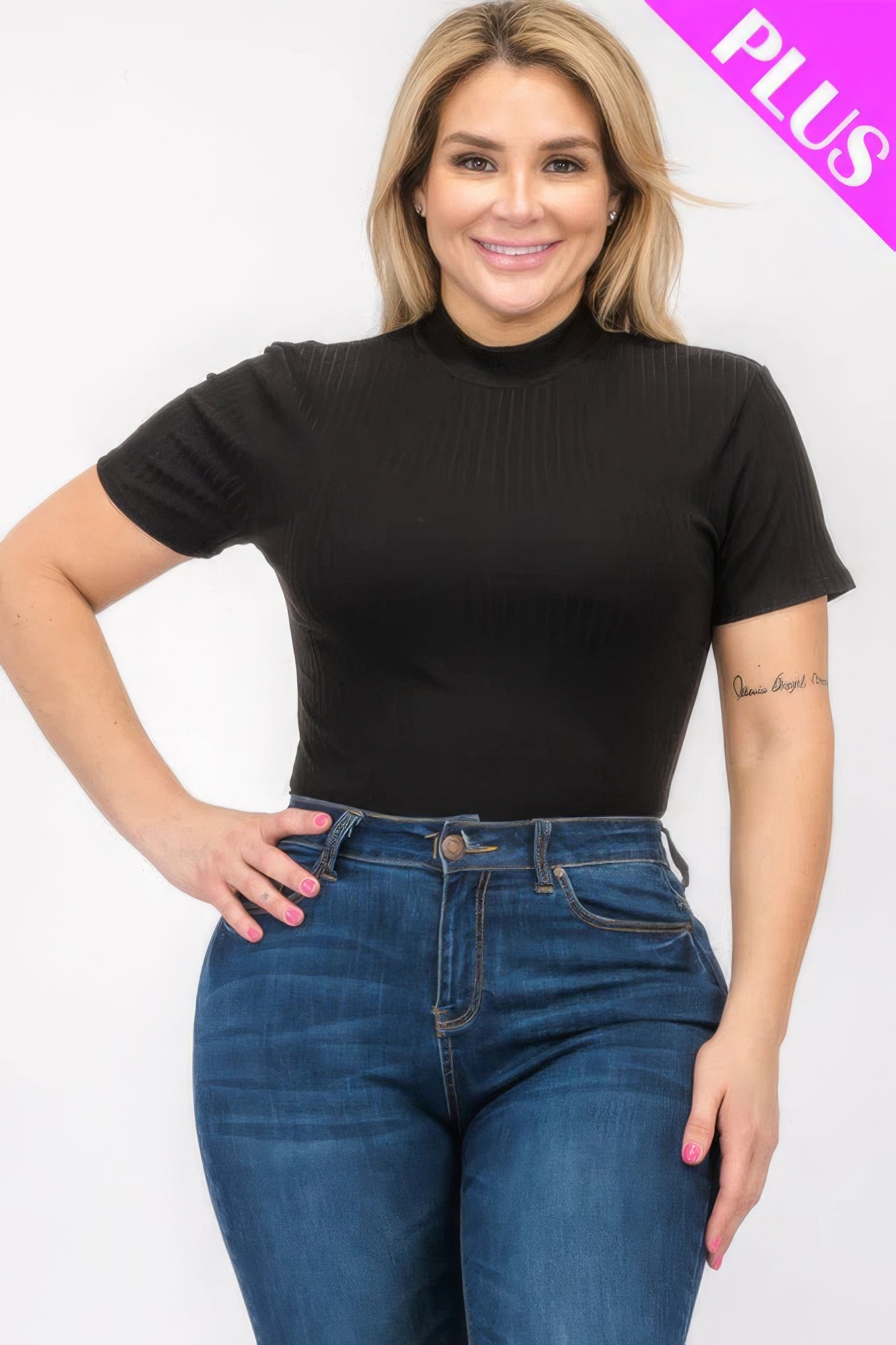 “Miss Viv” Black Short Sleeve Bodysuit
