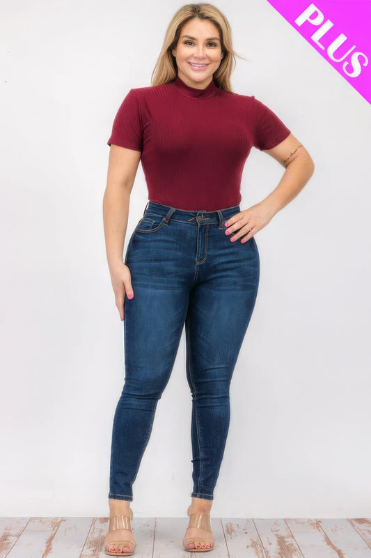 “Miss Viv” Burgundy Short Sleeve Bodysuit