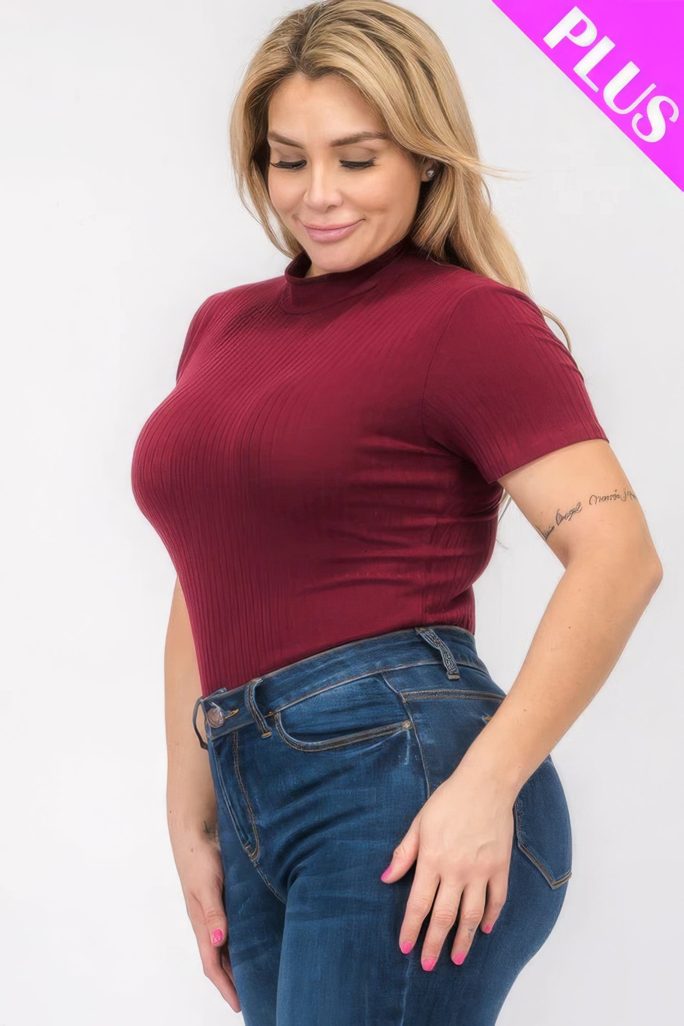 “Miss Viv” Burgundy Short Sleeve Bodysuit