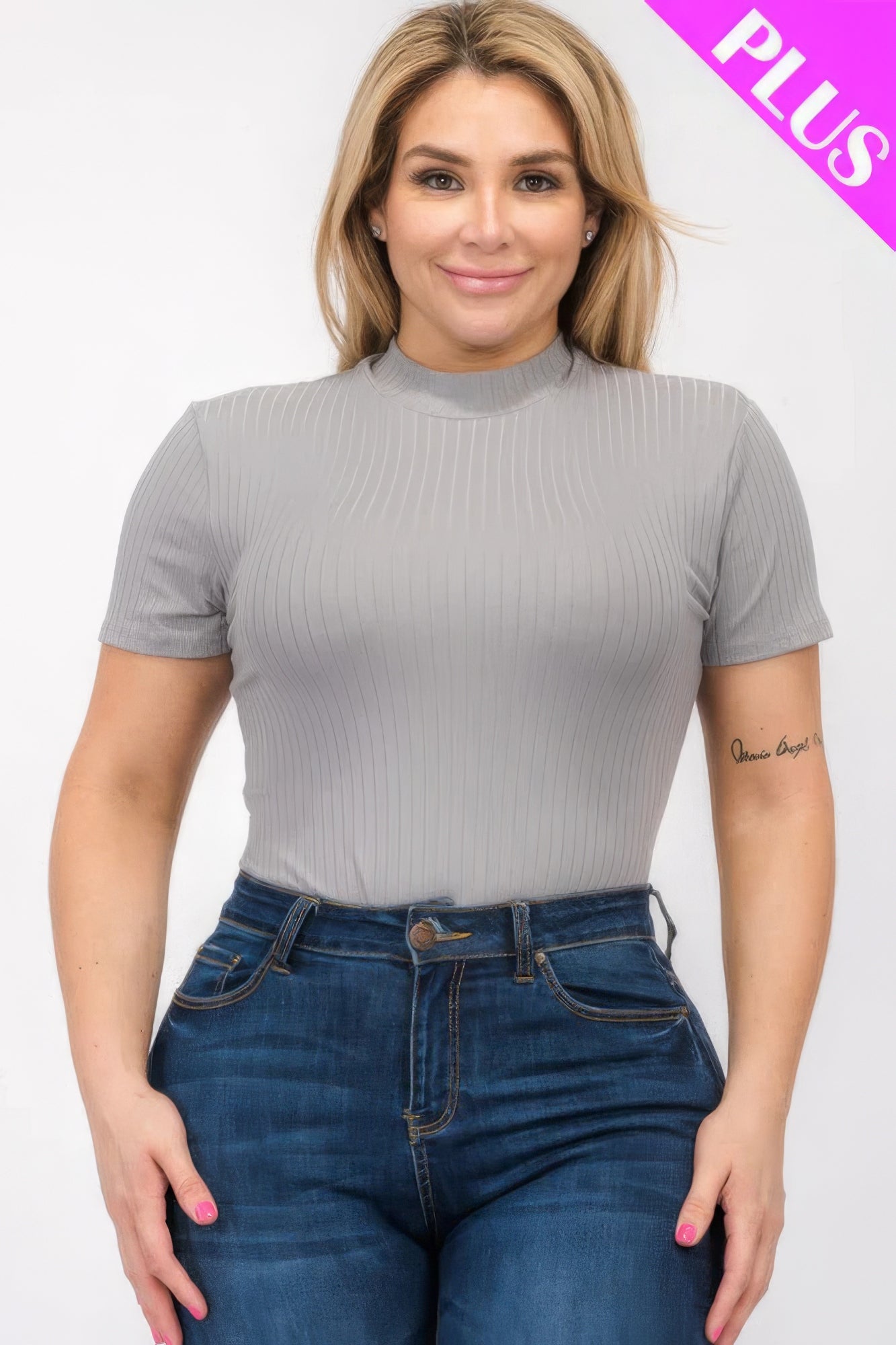 “Miss Viv” Grey Short Sleeve Bodysuit
