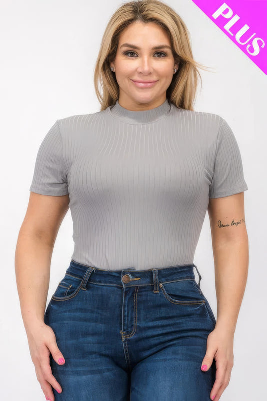 “Miss Viv” Grey Short Sleeve Bodysuit
