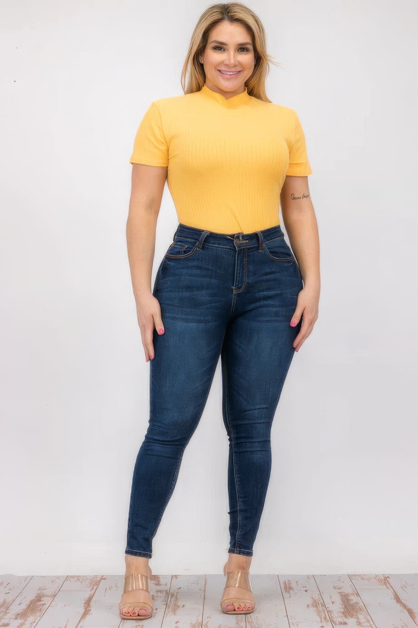 “Miss Viv” Gold Short Sleeve Bodysuit