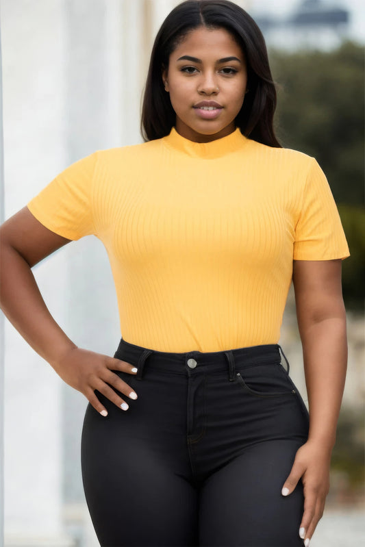 “Miss Viv” Gold Short Sleeve Bodysuit