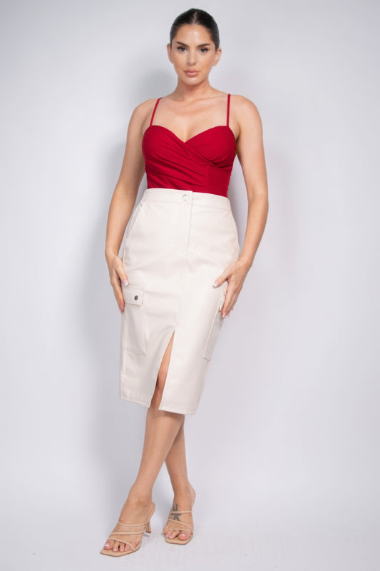 “Down To Earth” Cream Cargo Skirt