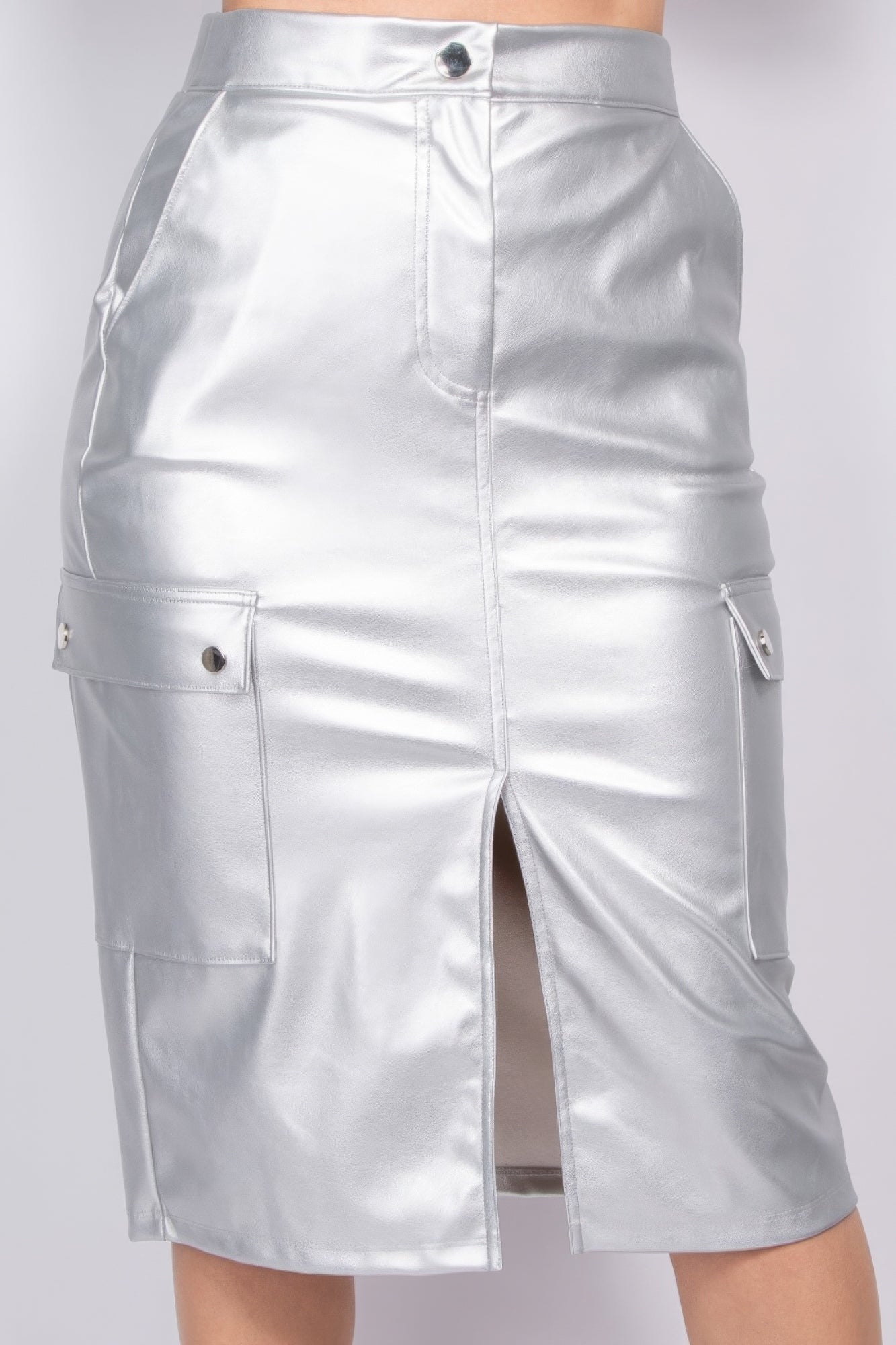 “Down To Earth” Silver Cargo Skirt