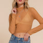 “Peek-A-Boo” Khaki Mesh Top