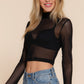 “Peek-A-Boo” Black Mesh Top