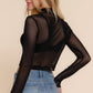 “Peek-A-Boo” Black Mesh Top