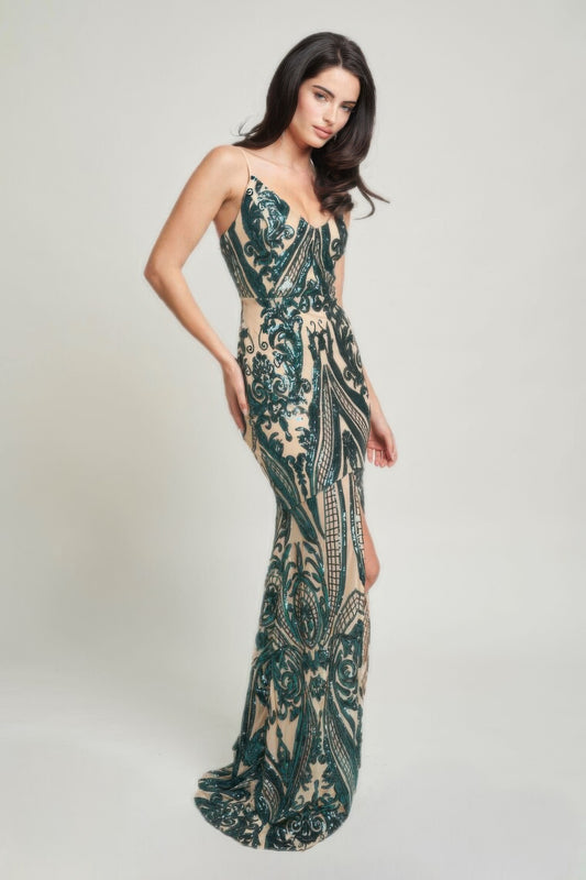 Art Deco Sequins Maxi Dress