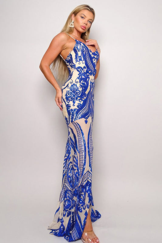 Art Deco Sequins Maxi Dress