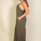 spaghetti strap solid wide jumpsuit