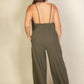 spaghetti strap solid wide jumpsuit