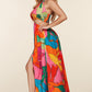The Mara Tropical Print Halter Neck Maxi Dress