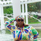 Three-Piece Swimsuit High Waist Print Split Long Sleeve