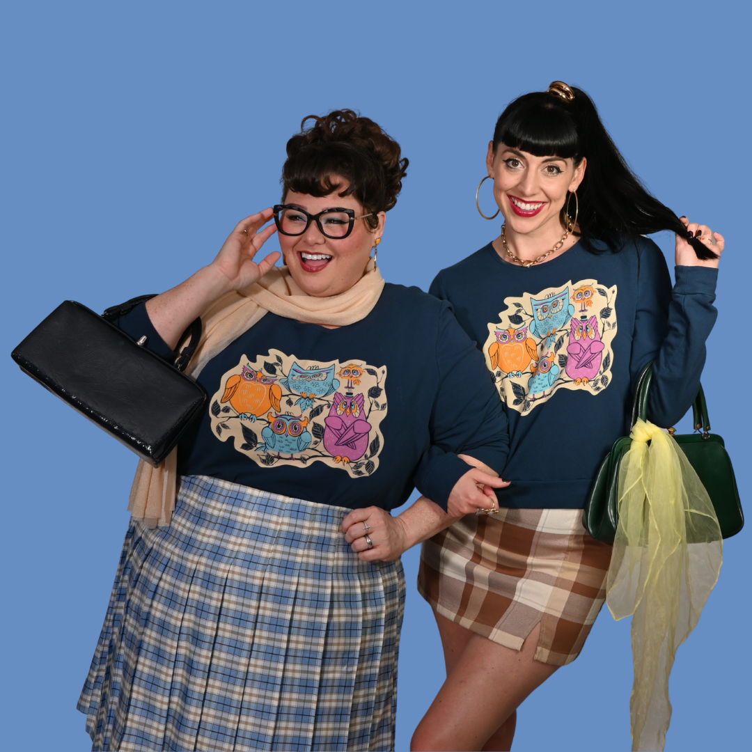 Wacky Owls Pullover in Midnight Blue