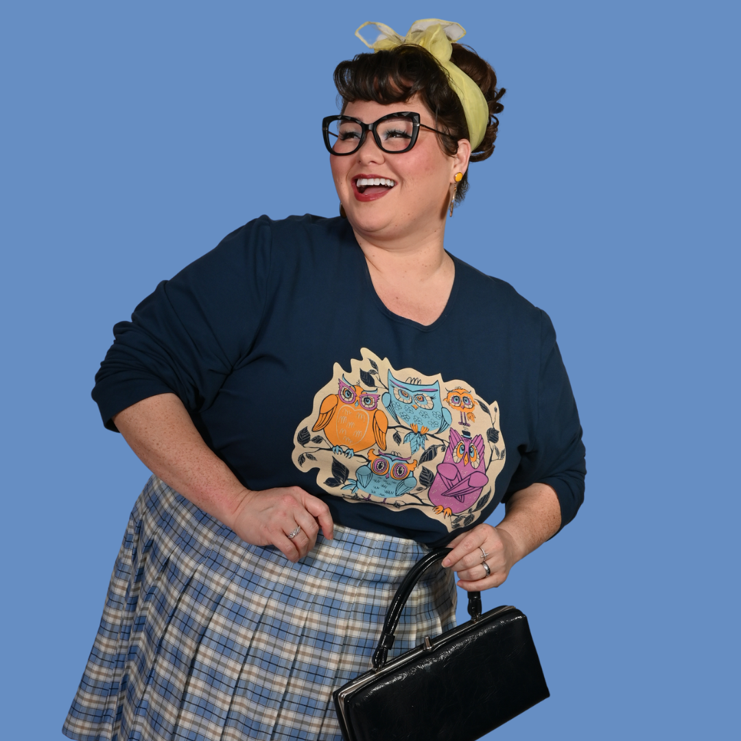 Wacky Owls Pullover in Midnight Blue
