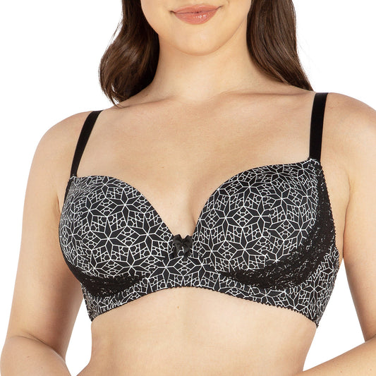 Casey Wired Padded Plunge Seamless T-shirt Bra - Mosaic Black