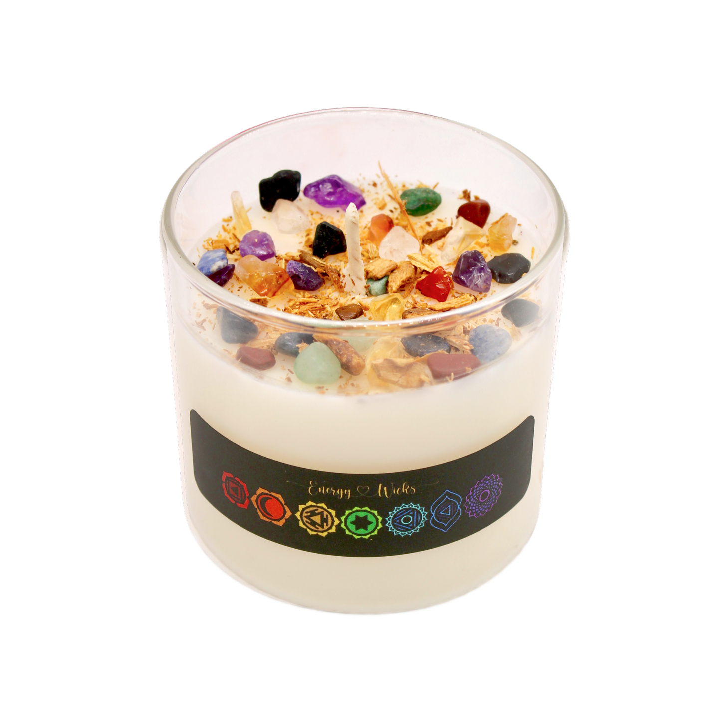 7 Stone Chakra Crystal Candle