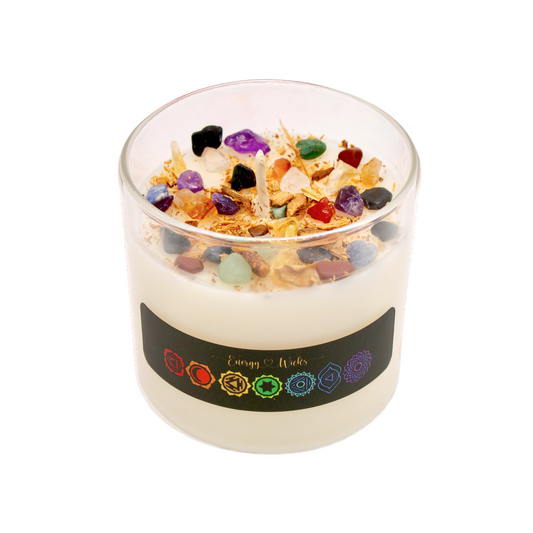 7 Stone Chakra Crystal Candle