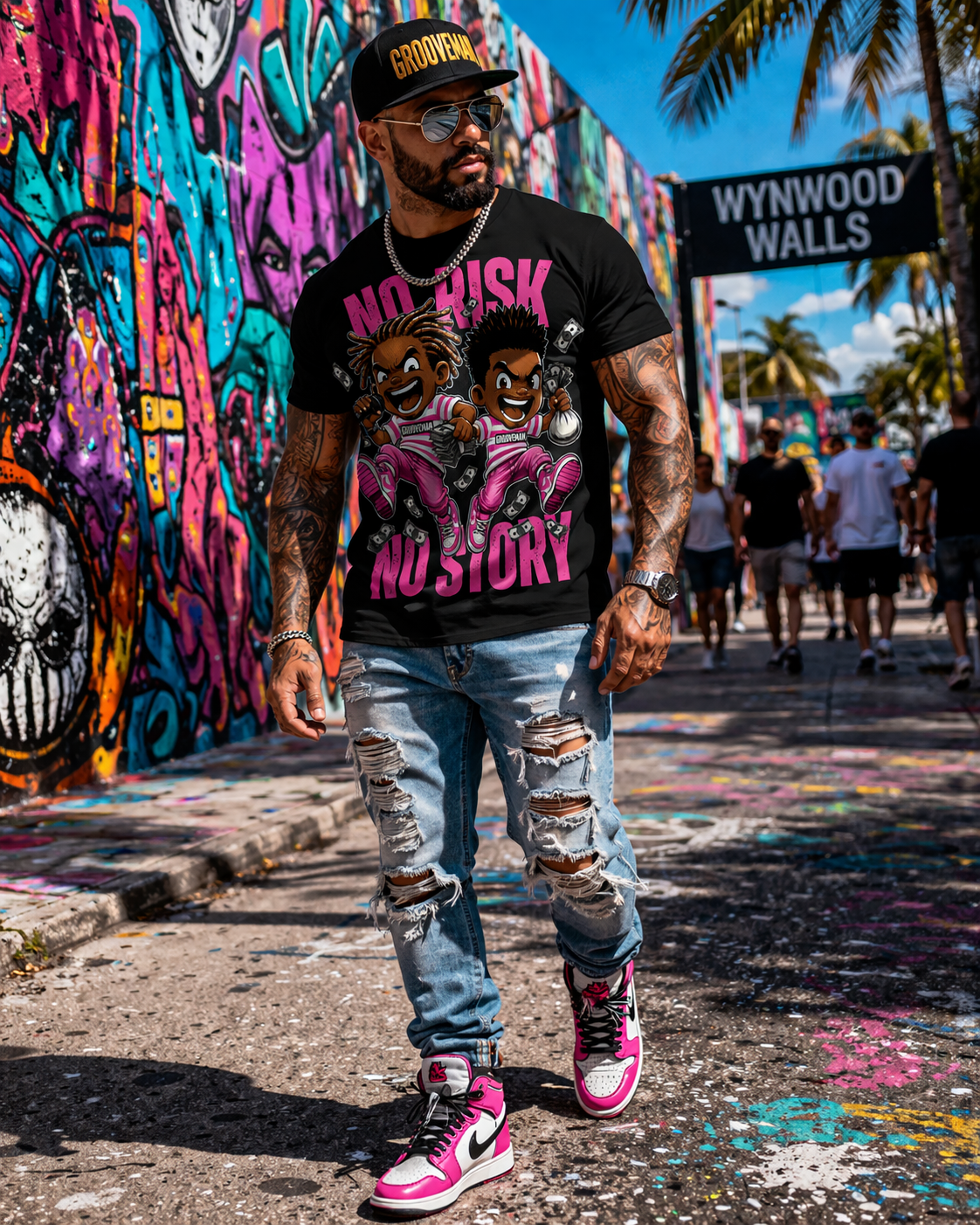 “No Risk No Story” – Grooveman Streetwear Tee (Oversized Fit)