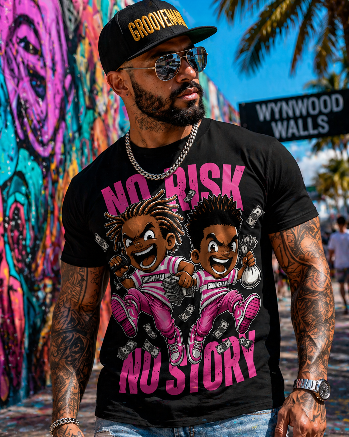 “No Risk No Story” – Grooveman Streetwear Tee (Oversized Fit)