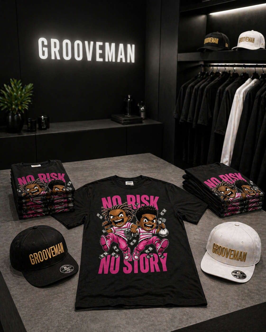 “No Risk No Story” – Grooveman Streetwear Tee (Oversized Fit)