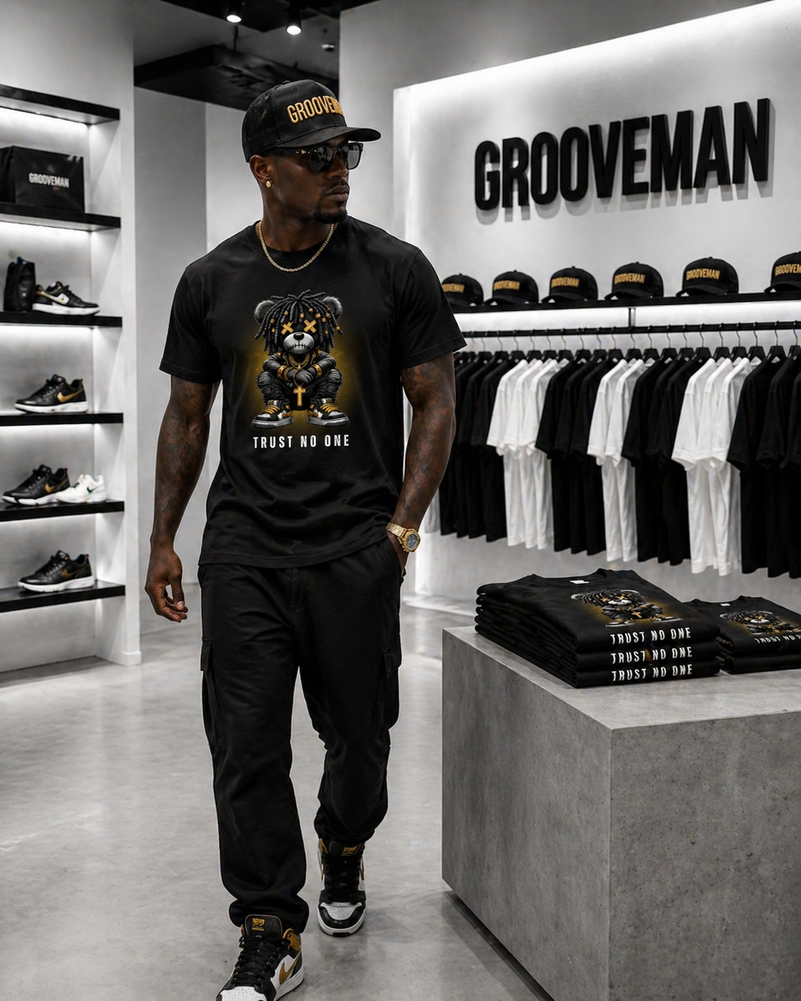 “Trust No One” Black Collection T-Shirt – Luxury Streetwear Graphic Tee (Runs Big)
