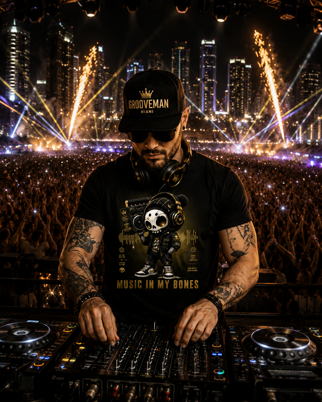 "Music In My Bones" Black Collection T-Shirt | Premium Streetwear DJ Festival Tee