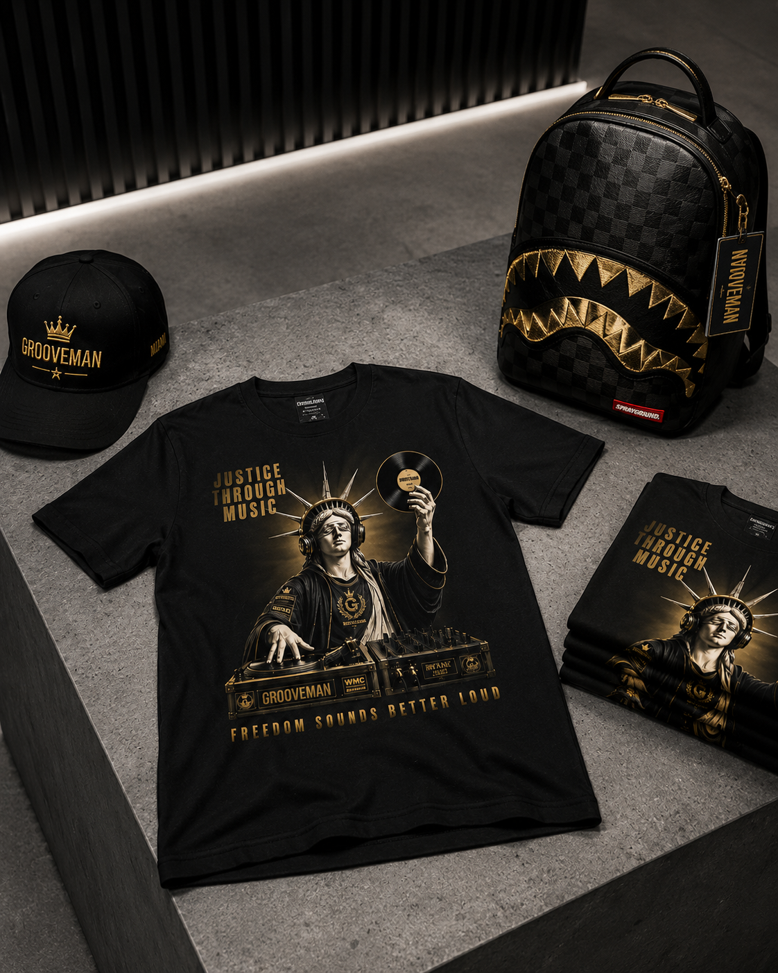 “Justice Through Music” Black Graphic T-Shirt – Premium DJ Streetwear Tee