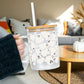Classic Ghosties 17oz Glass Mug With Lid and Straw