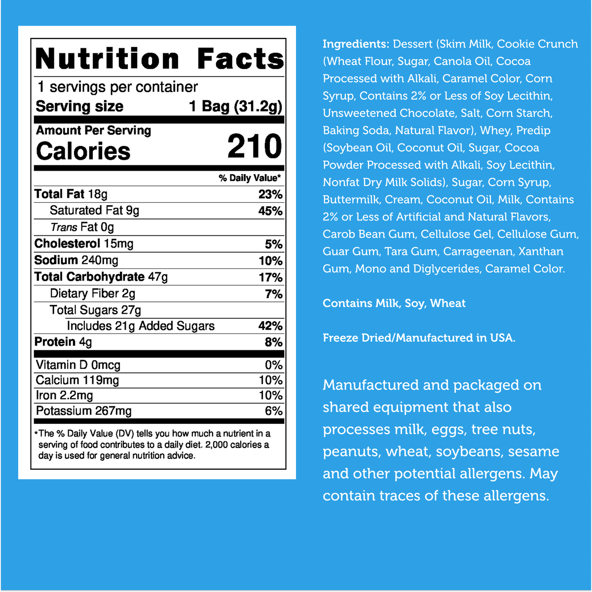 Freeze Dried Cookies & Cream Desert Ice Cream Bar Bites