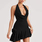 Cowl Neck Halter Mini Dress
