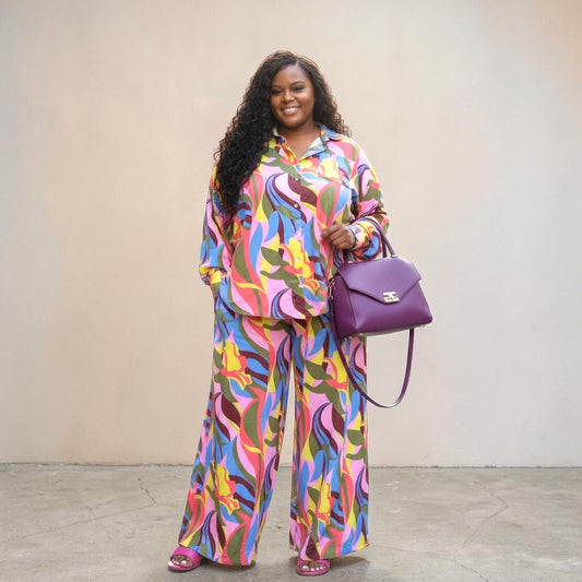 Abstract Print Wide leg Set