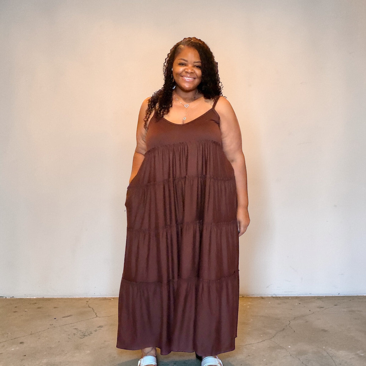 Spaghetti Strap Fit & Flare Maxi Dress
