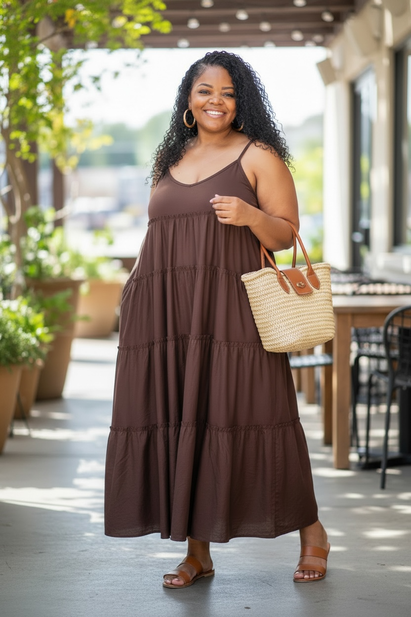 Spaghetti Strap Fit & Flare Maxi Dress