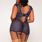 Patterned Navy Garter Chemise