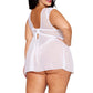 White Lace and Mesh Cap Sleeve Babydoll