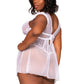 White Lace and Mesh Cap Sleeve Babydoll