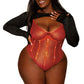 Plus Size Gold Foiled Rhinestone Teddy