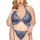 Plus Size Blue Lace Bralette and Thong
