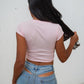 U SHAPE TOP IN BABY PINK