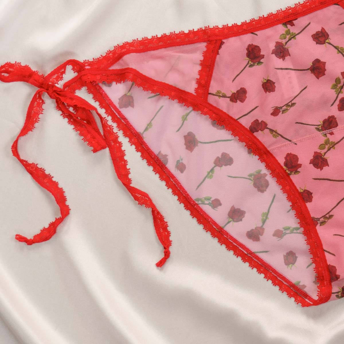Dozen Roses Printed Tie Side Bikini