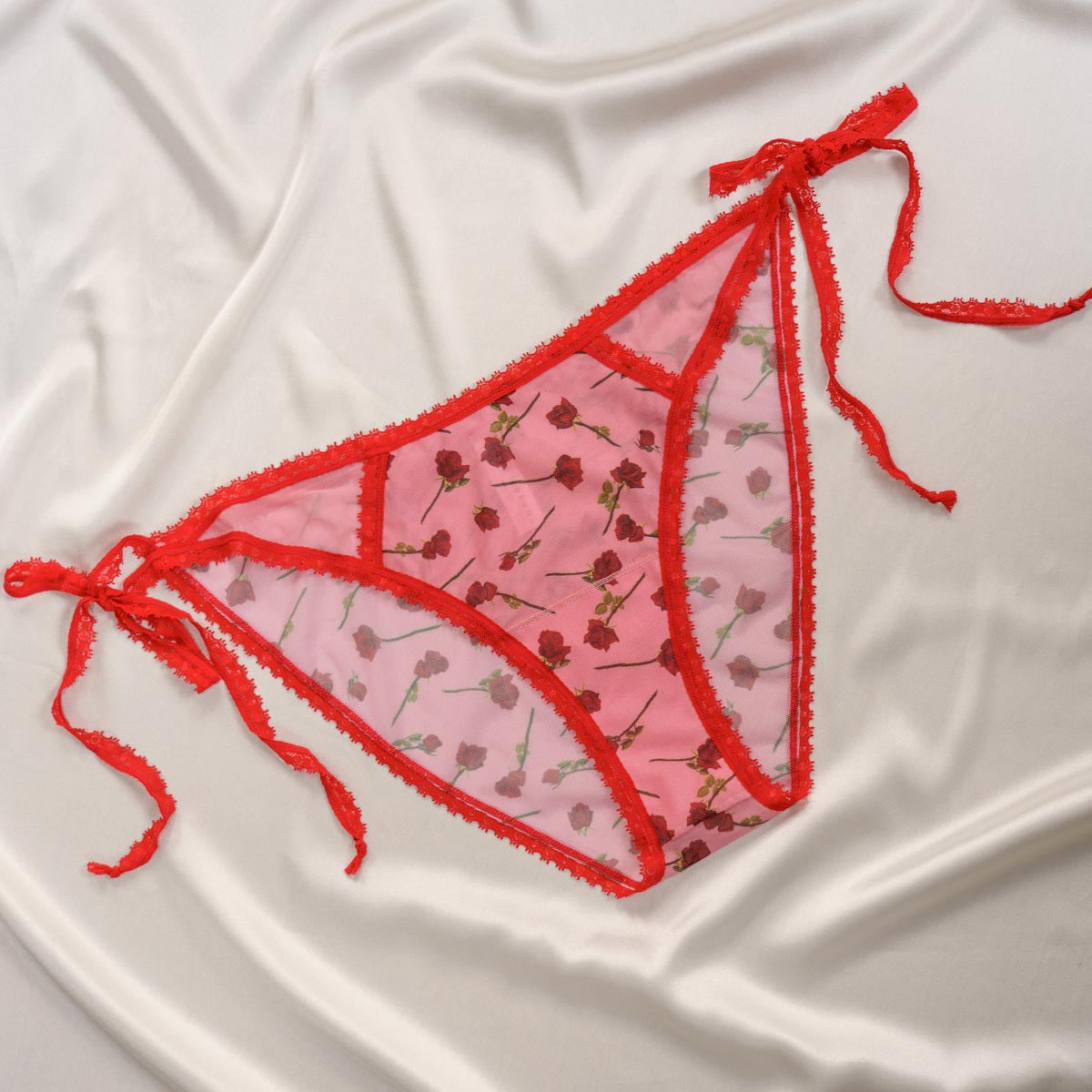 Dozen Roses Printed Tie Side Bikini
