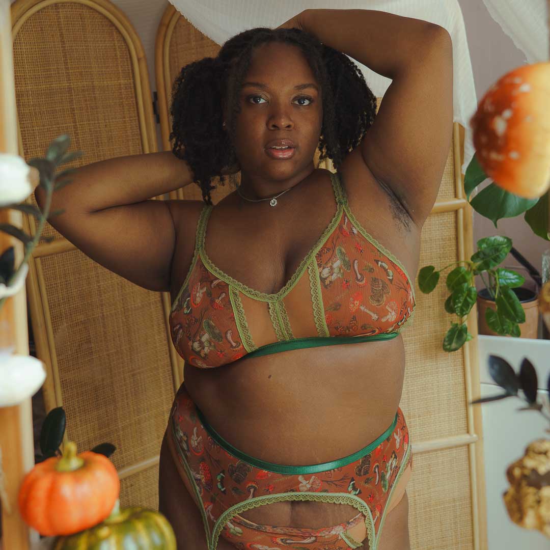 Mushroom Fairy Printed Mesh Peekaboo Bralette